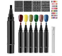 Penna per unghie Giani, penna per smalto Giani - 6 colori per set, penna per smalto 3 in 1 ad asciugatura rapida per donna, penna per smalto facile per nail art fai da te (6 Pcs-E)