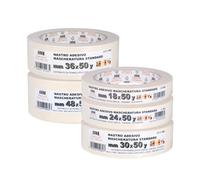 PENNELLIFICIO 2000 | Kit de 5 cintas de papel con diferentes tamaños para enmascarar y pintar, eliminación sin residuos, antimanchas, dimensiones 18/24/30/36/48 mm x 45 m - Fabricado en Italia