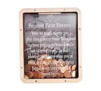 Pennies from Heaven Bank, Wooden Kids Piggy Bank, paraíso con Ventana Transparente, Caja de Monedas Memorial Regalo para niños Amigos Familia Decoración del hogar Color de Madera