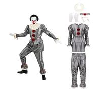 Pennywise Disfraz de adulto con peluca de terror payaso Joker Killer disfraz IT ES Fancy Dress Halloween Party Carnaval (XX-Large)