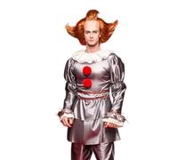 Pennywise Disfraz de adulto con peluca de terror payaso Joker Killer disfraz IT ES Fancy Dress Halloween Party Carnaval (M)