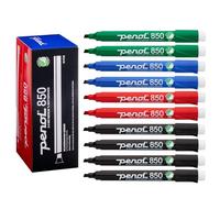 PENOL Rotulador para pizarra blanca OF SCANDINAVIA - 850, punta de cincel de 2-5 mm con etiqueta ecológica de cisne nórdico - NO TÓXICO e INODORO - Negro, azul, rojo, verde (2 unidades de cada color)