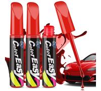 Penriter 3 Piezas Reparador Arañazos Coche Rojo, 36ml Pluma de Retoque del Coche, Quita Arañazos Coche, Bolígrafo de Pintura para Coche, Pluma de Retoque del Coche, Rotulador De Reparación De Arañazos