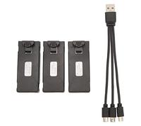 PenRux RC Drone batería de Litio, 3pcs 3.7V RC Drone batería con 3 en 1 Cable de Carga, Ligero y portátil RC Avión Cable de Carga Set para E88 E88Pro LS E525 E525Pro (2600mah)