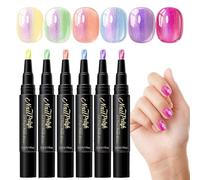Pens | 6-Color Water Base Gel Pencil | 3D Nail Pens Waterproof | Upgrade Markers Gel Nails Quick Dry- For Beginners Women Home Party Travel Wedding Daily Dating Practice