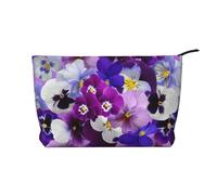 Pensamiento gráfico de Pascua Flores de Primavera,Neceser de Pana, Neceser de Maquillaje portátil, Neceser de Viaje