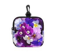 Pensamiento gráfico Flores de Primavera de Pascua,Bolsa de Almacenamiento Cuadrada con Cremallera, Monedero de Neopreno, Carteras pequeñas, Monedero pequeño, Monedero