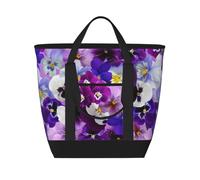 Pensamiento gráfico: flores de primavera de Pascua,Bolsas de almuerzo de gran capacidad, bolsa de mano térmica para mujeres, hombres, trabajo, picnic, viajes.