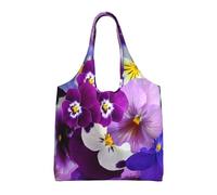 Pensamiento gráfico: flores de primavera de Pascua,Bolsas de mano reutilizables, bolsas de supermercado, bolso de hombro de lona de gran capacidad