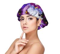 Pensamiento gráfico: flores de primavera de Pascua,Gorro de dormir de satén para adultos - Gorro de dormir elástico para mujer, cubrecabello nocturno