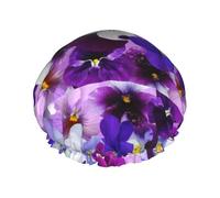 Pensamiento gráfico: flores de primavera de Pascua,Gorro de ducha, gorro de noche, gorro de baño elástico impermeable de doble capa, reutilizable para el cabello.