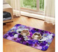 Pensamiento gráfico: Flores de Primavera de Pascua,Tapete para Comida de Mascotas, manteles Individuales de Cuero sintético para Gatos y Perros,30x45cm