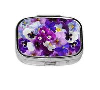 Pensamiento gráfico Pascua Flores de primavera, Pastillero cuadrado para bolsillo o monedero, pequeño contenedor de pastillas, organizador de pastillas de viaje