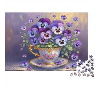 Pensamientos Flores Taza Puzzle de 1000 Piezas Puzzle para Adultos Papel Puzzle para Toda la Familia Decoración Regalo 38x26cm/1000pcs