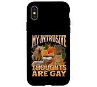 Pensamientos Intrusivos Son Gay Divertido Capibara Meme Bootleg Y2K Carcasa para iPhone X/XS
