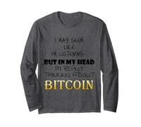 Pensando en Bitcoin Cryptocurrency Funny Crypto Meme BTC Manga Larga