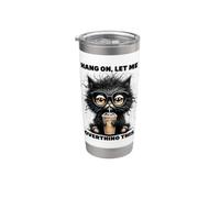 Pensar demasiado Café helado Humor felino divertido Vaso térmico de acero inoxidable de doble pared