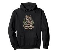 Pensar Demasiado con Estilo Búho místico Arte noctámbulo Sudadera con Capucha