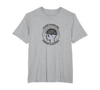 Pensar Demasiado Conciencia sobre la Salud Mental Que no Duerme Camiseta, Hombre Tallas Grandes, Gris Jaspeado, 3X Alto