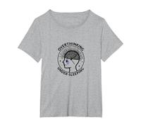 Pensar Demasiado Conciencia sobre la Salud Mental Que no Duerme Camiseta, Mujer Tallas Grandes, Gris Jaspeado, 2XL Grande