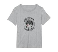 Pensar Demasiado Conciencia sobre la Salud Mental Que no Duerme Camiseta, Mujer Tallas Grandes, Gris Jaspeado, 3XL Grande