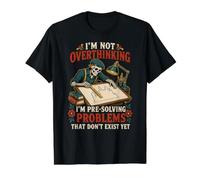 Pensar Demasiado en preresolver Divertido Esqueleto Vintage Ansiedad Meme Camiseta gráfica económica, Hombre, Negro, S
