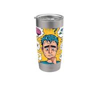 Pensar demasiado la ansiedad social introvertido socialmente incómodo Vaso térmico de acero inoxidable de doble pared