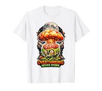 Pensar Demasiado Nunca Detiene la explosión del Cerebro Camiseta gráfica económica, Hombre, Blanco, L