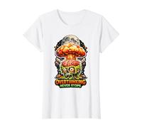 Pensar Demasiado Nunca Detiene la explosión del Cerebro Camiseta gráfica económica, Mujer, Blanco, M
