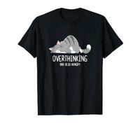 Pensar Demasiado y también Hambriento Divertido Amante de los Gatos Crazy Cat Lady Camiseta gráfica económica, Hombre, Negro, XL