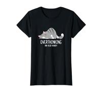 Pensar Demasiado y también Hambriento Divertido Amante de los Gatos Crazy Cat Lady Camiseta gráfica económica, Mujer, Negro, M