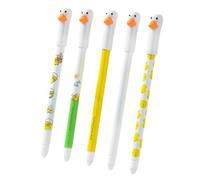 Pensas de gel borrables - Pensas de tinta de gel de forma de pato | 5x Pen de escritura suave | Pen de bolígrafo de borrador de 0.5 mm para tomar notas, diario, dibujo, dibujo, suministros de oficina