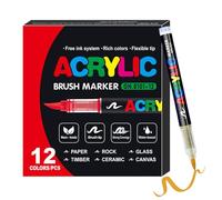 Pensas De Pintura Acrílica - Marcadores De Alcohol De Punta Suave | Marcadores Permanentes | Conjunto De Marcadors De Color | Markerrs De Pintura De Pincel Ideal Para Proyectos De Arte, Manual