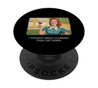 Pensé en la limpieza - Retro 1950s Funny Housewife Meme PopSockets PopGrip Adhesivo