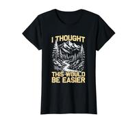 Pensé Que Esto sería más fácil montañero Divertido Excursionista Camiseta gráfica económica, Mujer, Negro, M