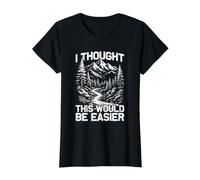 Pensé Que Esto sería más fácil montañero Divertido Excursionista Camiseta gráfica económica, Mujer, Negro, XS