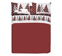 PENSIERI DELICATI Cama Doble Completa 100% Algodón, Sábanas Dobles Completas 180x200 Incluye Sábana Bajera y Superior y 2 Fundas de Almohada, Made in Italy, Canadá Rojo