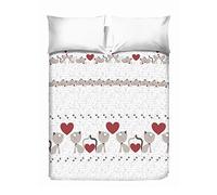 PENSIERI DELICATI Colcha 260 x 280 cm, Solo 100% Algodón Pique, Ideal como Decoración, Manta Guardar Cama Doble, Fantasía Gatitos Beige 100% Made in Italy