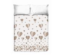 PENSIERI DELICATI Colcha 260 x 280 cm, Solo 100% Algodón Pique, Ideal como Decoración, Manta Guardar Cama Doble, Fantasía Globo Aerostático Beige 100% Made in Italy