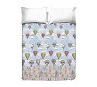 PENSIERI DELICATI Colcha 260 x 280 cm, Solo 100% Algodón Pique, Ideal como Decoración, Manta Guardar Cama Doble, Fantasía Volar Naranja 100% Made in Italy