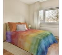 PENSIERI DELICATI Colcha de 220 x 280 cm, Tela Individual 100% algodón Pique, Ideal como Toalla Decorativa, Manta para Salvar Cama de 1 Plaza y Media, fantasía arcoíris Multicolor, 100% Made in Italy