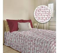 PENSIERI DELICATI Colcha de 220 x 280 cm, Tela Individual 100% algodón Pique, Ideal como Toalla Decorativa, Manta para Salvar Camas de 1 Plaza y Media, diseño Marino a Rayas Rojas, 100% Fabricado en