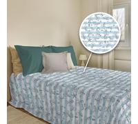 PENSIERI DELICATI Colcha de 220 x 280 cm, Tela Individual 100% algodón Pique, Ideal como Toalla Decorativa, Manta para Salvar Camas de 1 Plaza y Media, diseño Marino a Rayas Verdes, 100% Fabricado en