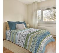 PENSIERI DELICATI Cubrecama de 170 x 280 cm, Individual 100% Algodón Pique, Ideal Como Decorativa, Manta para Proteger la Cama de 1 Plaza, Fantasía BauBau Verde, 100% Made in Italy