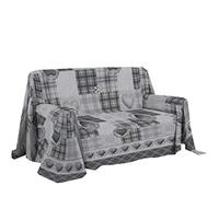 PENSIERI DELICATI Funda de Sofá 180 x 290 cm Made in Italy, Cubierta Cubre Sofà 100% Puro algodón, Fantasía Montaña Gris, Ideal como Toalla, Cubierta de Sofá o Colcha de Verano (1 Plaza)
