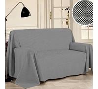 PENSIERI DELICATI Funda de Sofá 220 x 290 cm Made in Italy, Toalla 100% Algodón Puro Reciclado Teñido de Hilo, Color Unico Atracita, Ideal como Tela Decoración, Cubre Sofá, Manta Pícnic