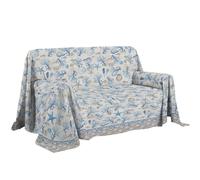 PENSIERI DELICATI Funda de sofá, 250 x 290 cm, Fabricada en Italia, Tela 100% algodón Puro, patrón Azul Marino, Ideal como Toalla de decoración, sofá o Colcha de Verano (Cama Doble)
