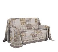 PENSIERI DELICATI Funda de Sofá 250 x 290 cm Made in Italy, Cubierta Cubre Sofà 100% Puro algodón, Fantasía Montaña Beige, Ideal como Toalla, Cubierta de Sofá o Colcha de Verano (2 Plazas)