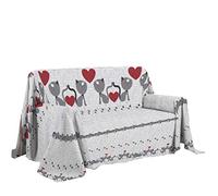 PENSIERI DELICATI Funda de Sofá 250 x 290 cm Made in Italy, Cubierta Cubre Sofà 100% Puro algodón, Fantasía Gatitos Gris, Ideal como Toalla, Cubierta de Sofá o Colcha de Verano (2 Plazas)
