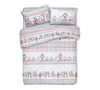 PENSIERI DELICATI Funda Nórdica Cama Doble 100% Algodón, 250x200cm y 2 Fundas de Almohada 52x82cm, Made in Italy, Funda Nórdica Lavable a Máquina a 40°, Pequeños Búhos Rojo